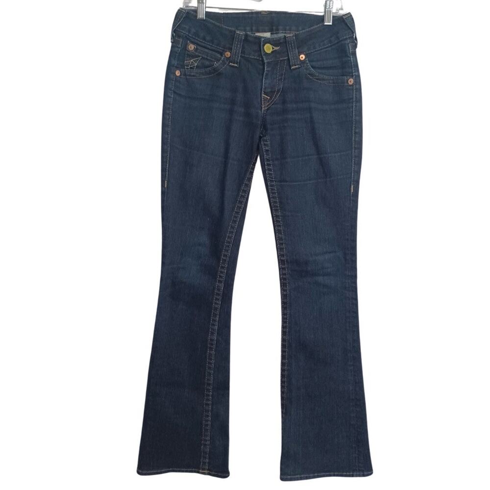 True Religion Mid Rise Bootcut Jeans Women’s 27 Blue Dark Wash Stretch Denim USA